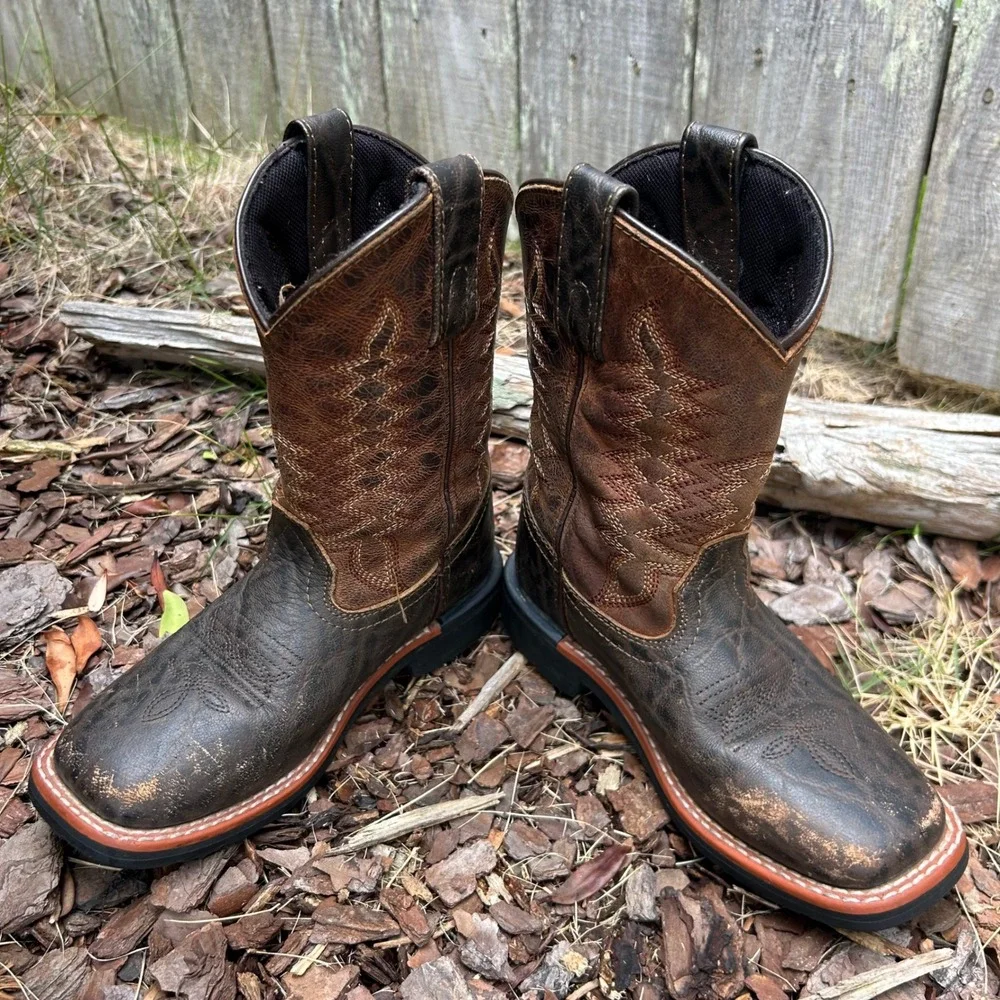 Dan Post Childrens Brown‎ Leather Western Cowboy Boots PC2945 Size 12.5D